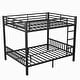 preview thumbnail 5 of 8, Black Queen over Queen Metal Bunk Bed with Ladder and Slats