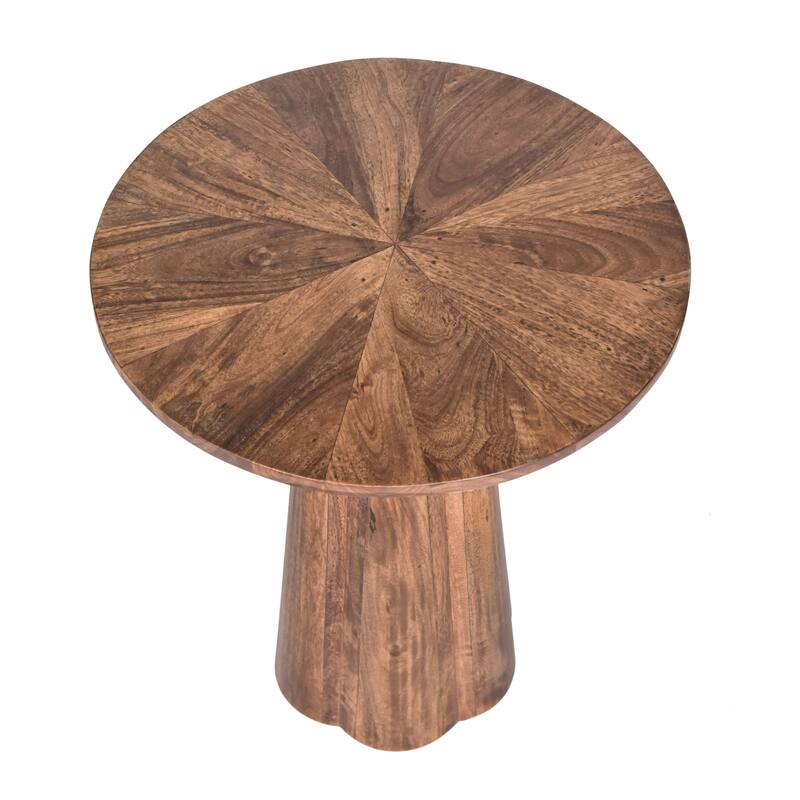 Trevo Round Solid Wood Side Table with Pedestal Base by East at Main
