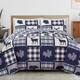 Great Bay Home Reversible Lodge Printed 3-piece Quilt Set - Navy / Grey - Full - Queen