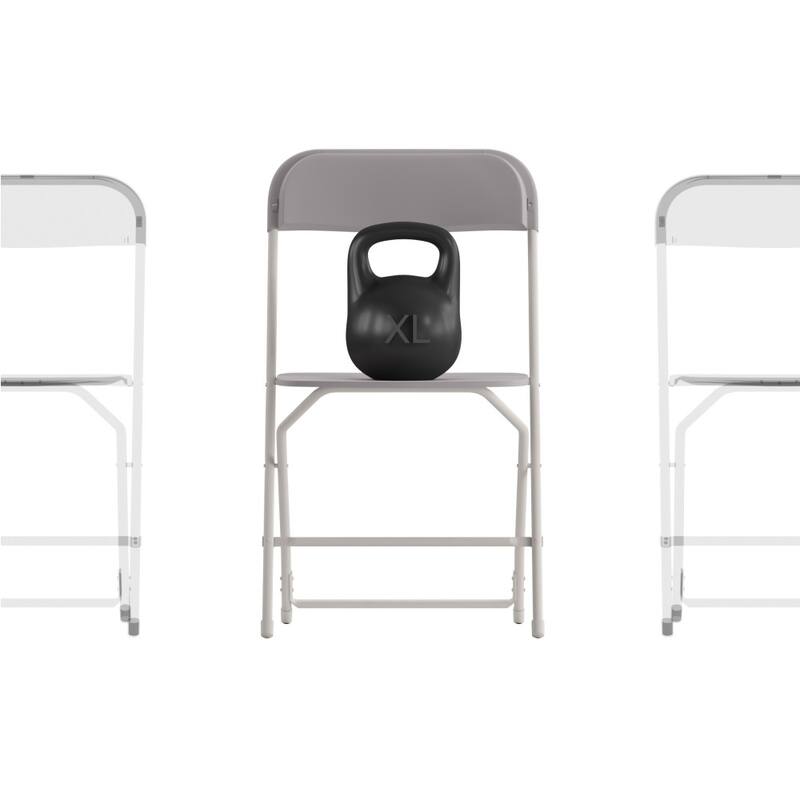 Big and Tall Commercial Folding Chair - Extra Wide 650LB. Capacity - Durable Plastic - 4-Pack - Grey