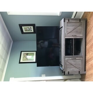 The Gray Barn Firebranch 58-inch Barn Door TV Stand Console, Rustic Entertainment Center - 58 x 16 x 24h