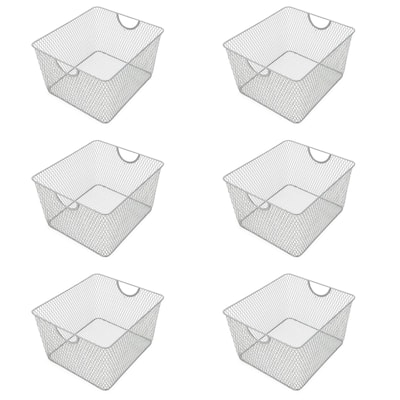 Ybm Home Wire Mesh Open Bin Shelf Storage Basket Kitchen Pantry Organizer Silver Upper: 10 in. L x 9 in. W x 6 in. H 6 Pack