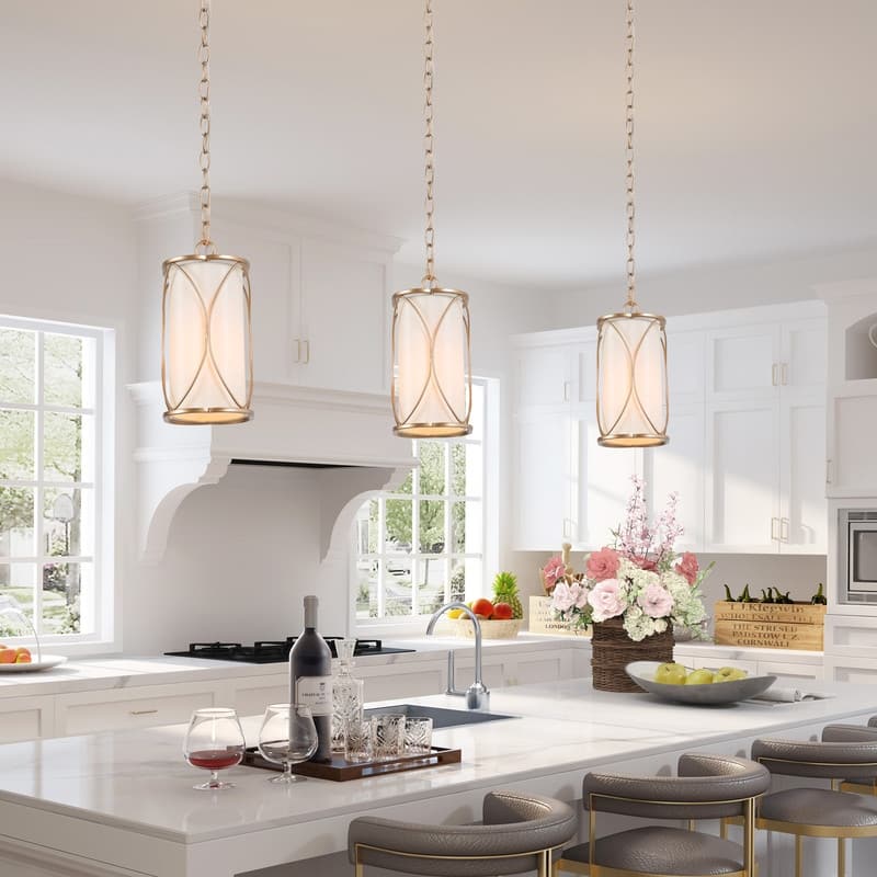 Velus Modern Farmhouse Mini Pendant Cylinder Metal Bronze Cage Kitchen Island Lights for Dining Room