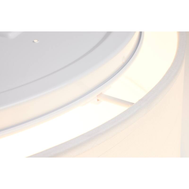 15 inch CCT Selectable Fabric Drum LED Decor Flush Mount Fixture White Fabric Shade Acrylic Diffuser - White Fabric