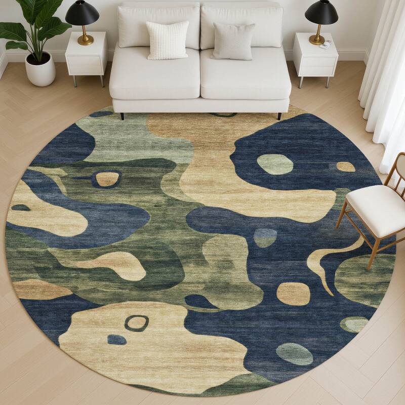 Premium Washable Super Soft Abstract Kali Mayfield Rug - Navy - 8' x 8'