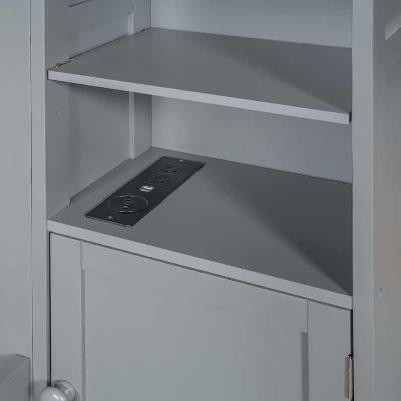 Queen Size Wooden Bed With All-in-One Cabinet
