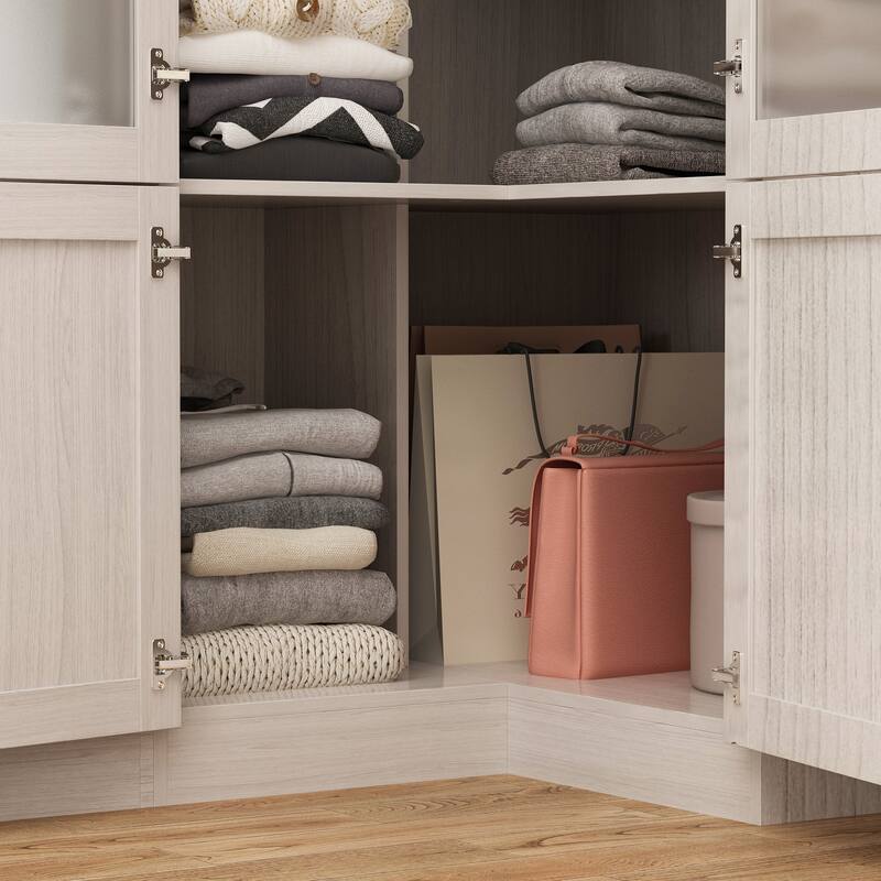 Large Glass Combination Cabinet: Contemporary Storage Closet Armoires