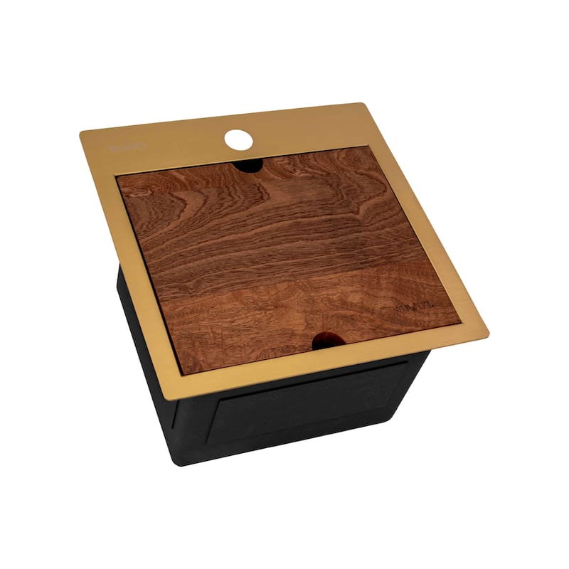 Ruvati 15 inch Polished Matte Gold Stainless Steel Workstation Bar Sink Drop-in - RVH8215GG