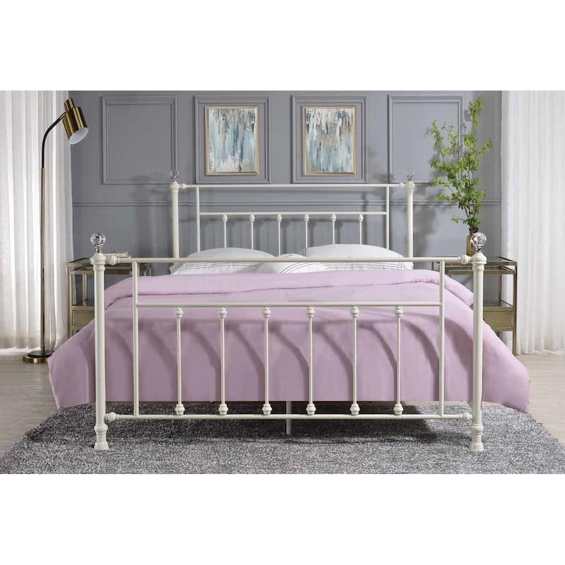 Metal and Acrylic Bed in White Finish