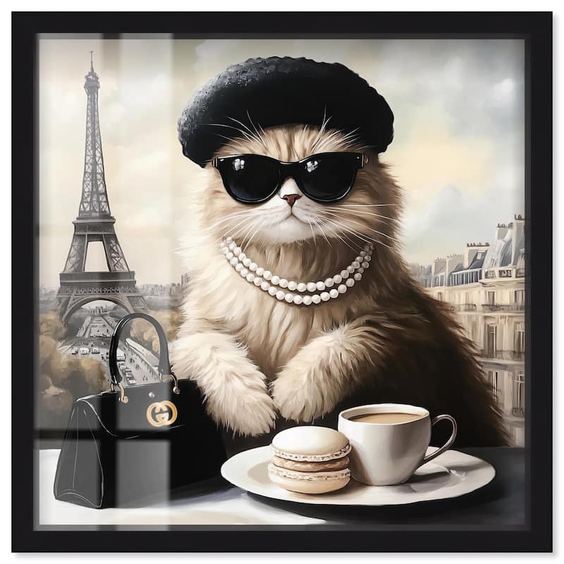 Cat in Paris Treats Shadowbox by Art Remedy - Black - 24" x 24"