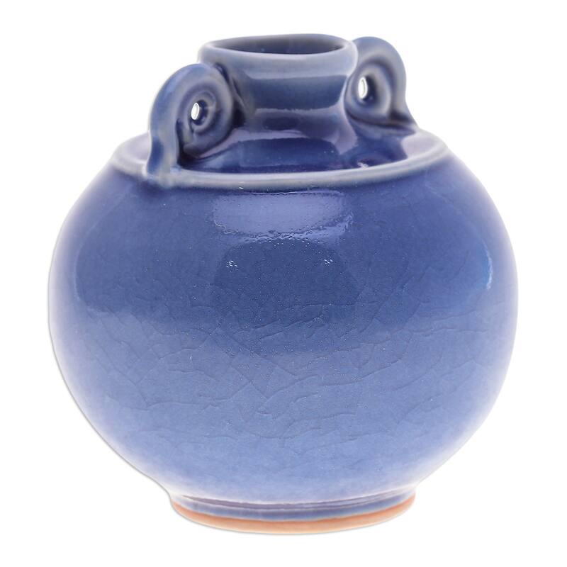 Novica Handmade Thai Blue Celadon Ceramic Vase