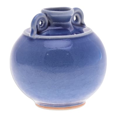 Novica Handmade Thai Blue Celadon Ceramic Vase