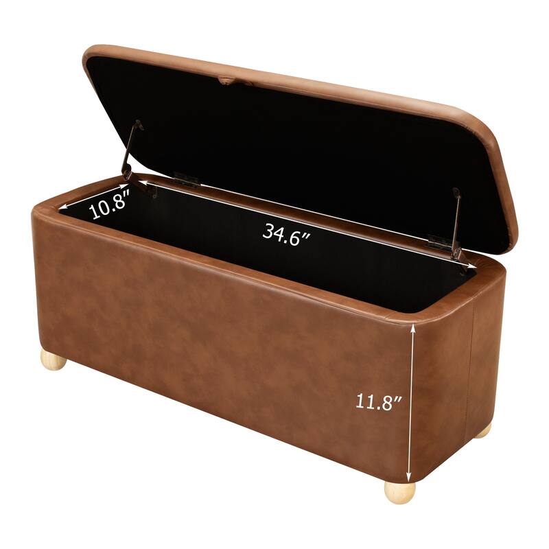 Adeco Storage Ottoman End of Bed Bedroom Entryway Bench