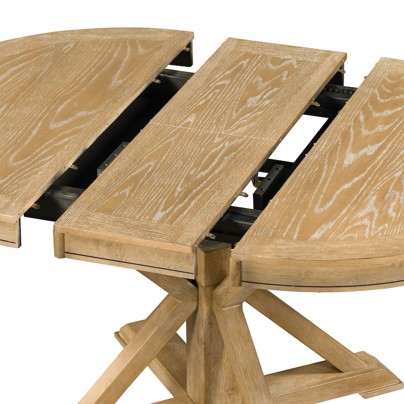 Functional Dining Table Set with Extendable Table and 4 Upholstered Chairs