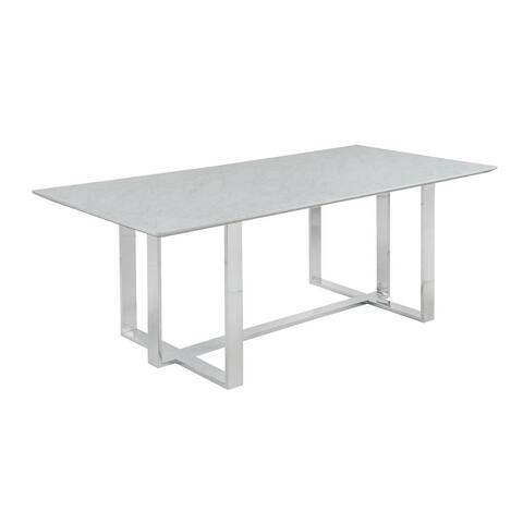 Coaster Furniture Annika White and Chrome Rectangular Glass Top Dining Table