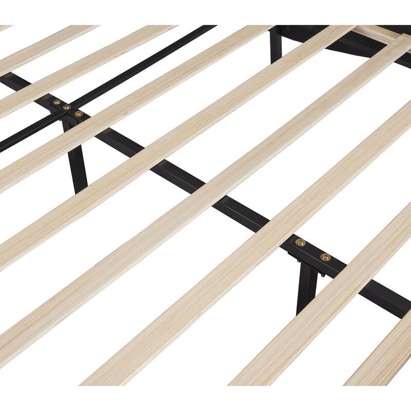 Queen Size Faux Leather Upholstered Platform Bed with Adjustable LED