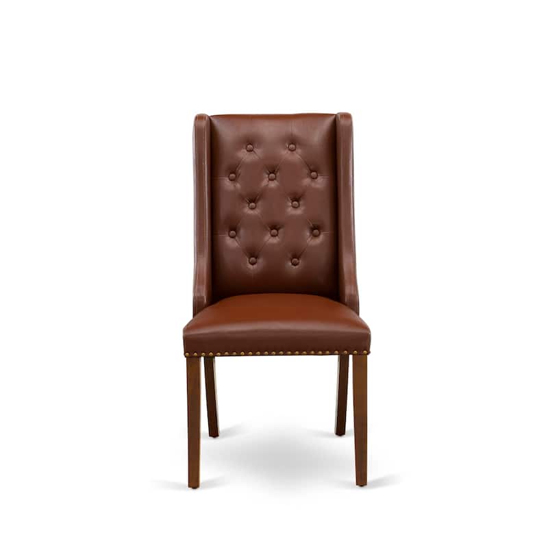 East West Furniture Parson Kitchen Chairs - Button Tufted Nailhead Upholstered Dining Chairs, Set of 2, (Finish & Upholstered)