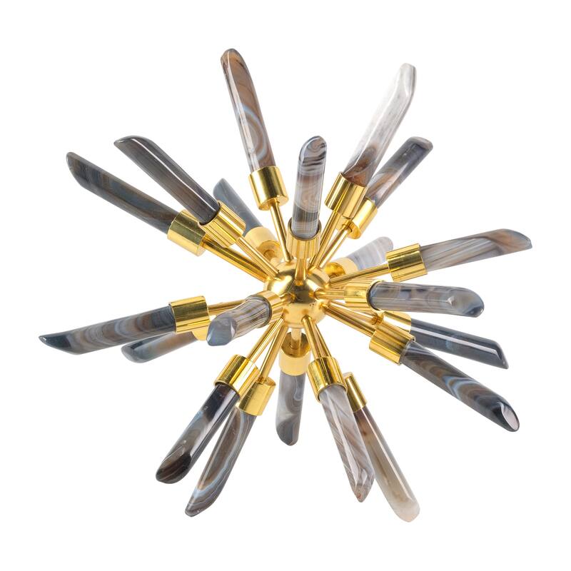 Sagebrook Home Fiona Crystal Starburst Statuary, Perfect for Decor - Clear/black - 10" x 10" x 10"