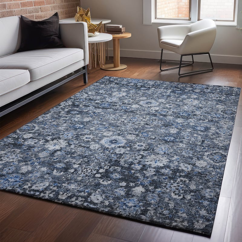 Premium Washable Super Soft Vintage Traditional Mayfield Rug - Blue - 10' x 14' - Rectangle