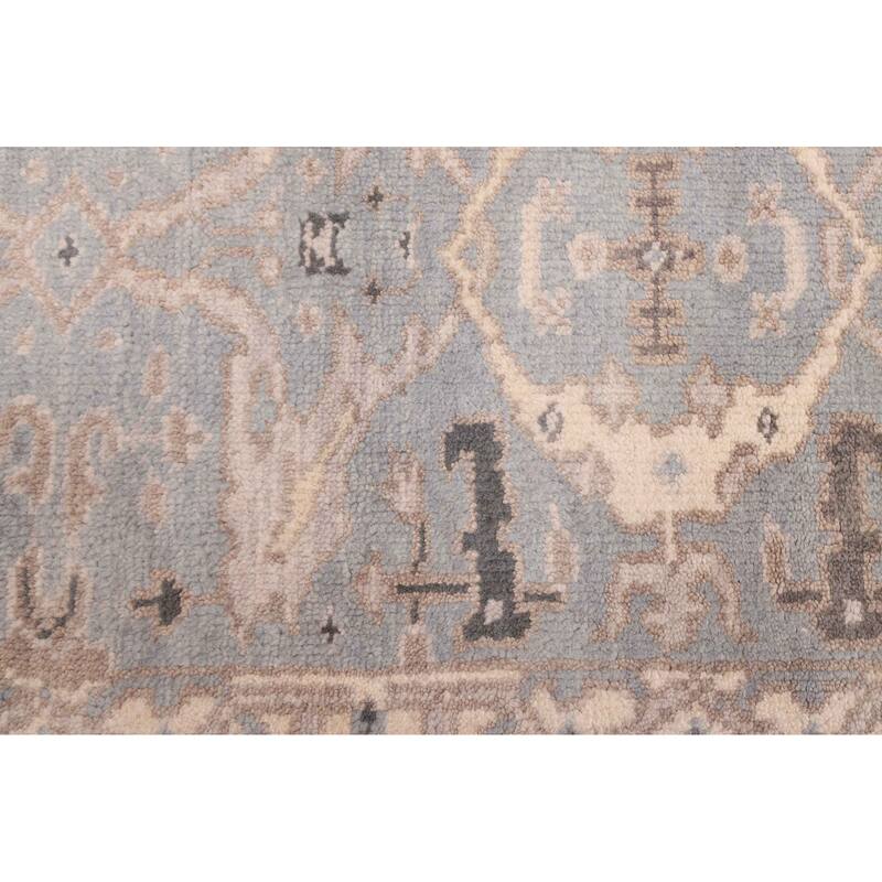 ECARPETGALLERY Hand-knotted Royal Oushak Light Denim Blue Wool Rug - 2'7 x 7'11