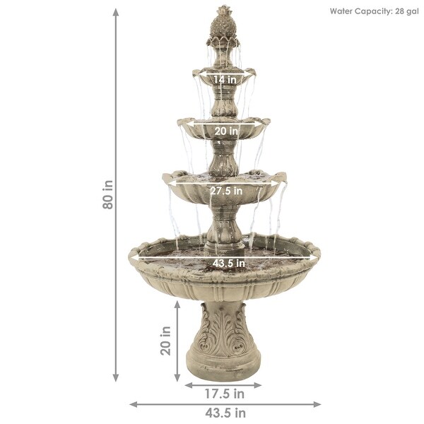 Sunnydaze 4-Tier Grand Courtyard Garden Water Fountain