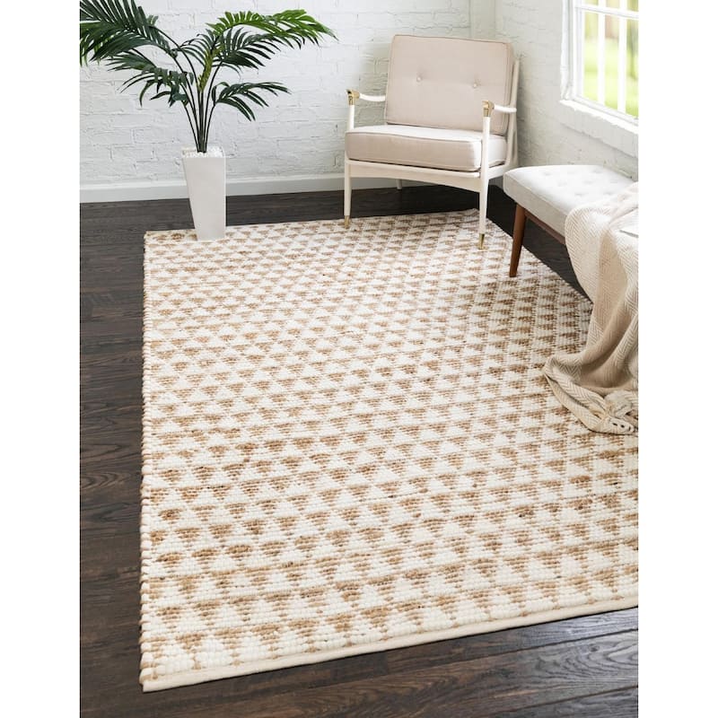Braided Dosa Collection Area Rug - 7'x10' - White-Natural