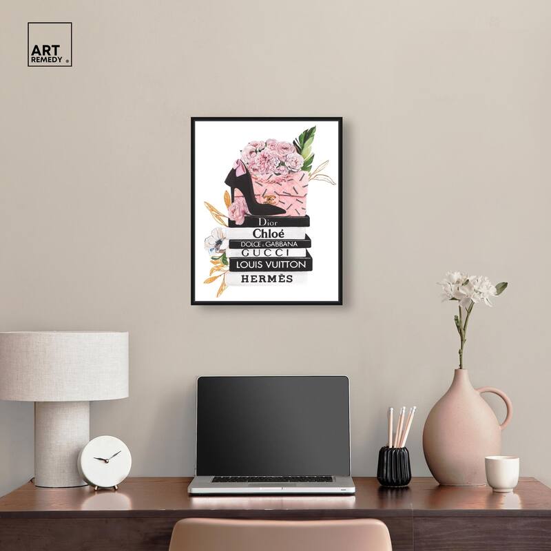 Floral Books Stack Canvas by Art Remedy
