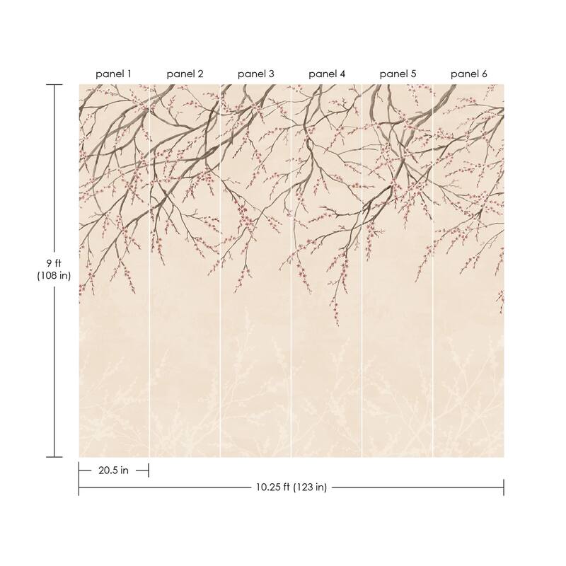 WallPops Scott Living Hanami Pink Self Adhesive Mural - N/A