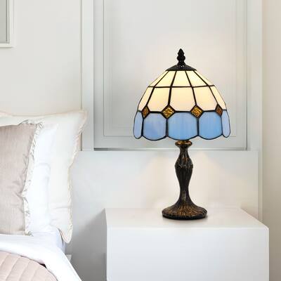 Tiffany Table Lamp Stained Glass Style Table Light - 8"x15"
