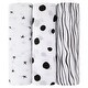preview thumbnail 1 of 0, Ely's & Co. Cotton Muslin Swaddle Blanket - 3 Pack - 42"x42" 0-24 months - Black & White Abstract