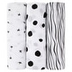 preview thumbnail 8 of 11, Ely's & Co. Cotton Muslin Swaddle Blanket - 3 Pack - 42"x42" 0-24 months - Black & White Abstract