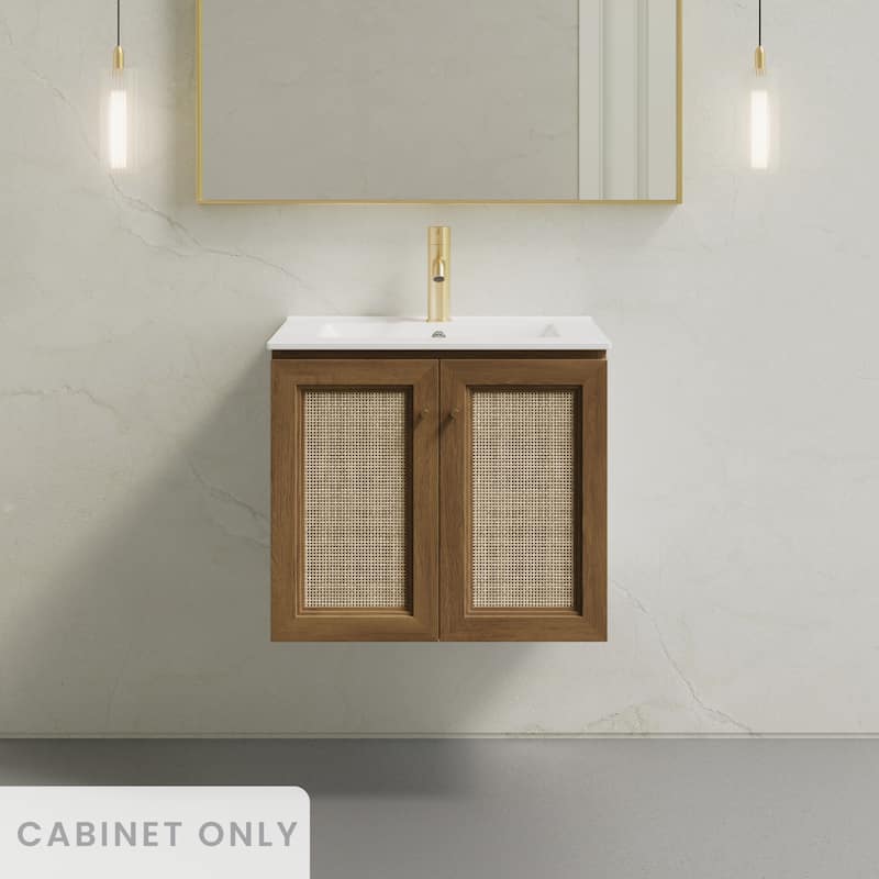 Classe 24" Wall-Mounted Bathroom Vanity In Brown Oak Without Sink Top - 24