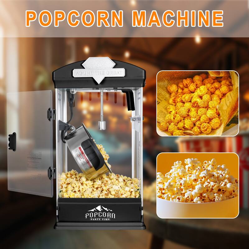 Portable Popcorn MAKER Machine, 8 Ounce Kettle Popcorn Maker , Warming Deck, Countertop Popcorn Popper
