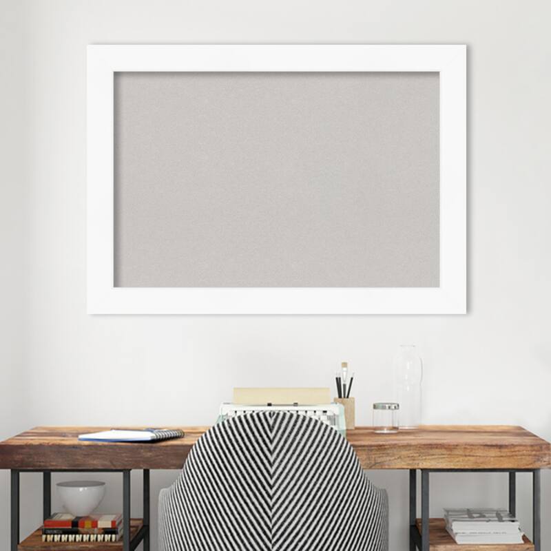 Cabinet White Framed Grey Corkboard Bulletin Board