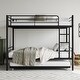 preview thumbnail 2 of 9, Black Twin Size Metal Bunk Bed with Trundle, Ladder and Full-Length Guardrail, Noise Free