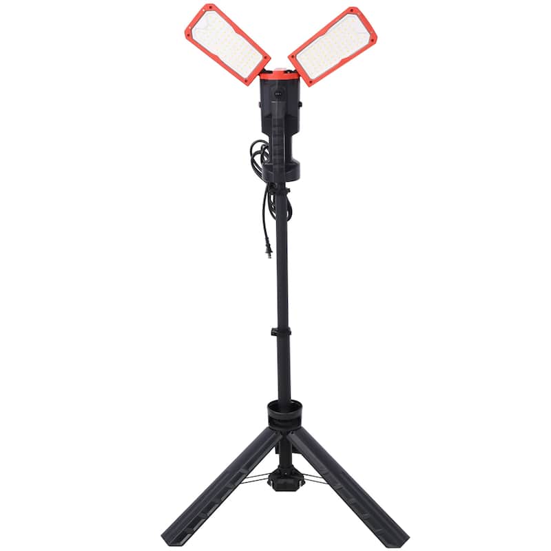 10000 Lumen 100 Watt Dual-Head LED Work Light - Black+Red - Black+Red