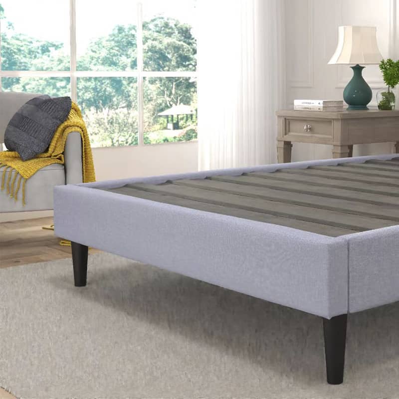 Contemporary Grey Upholstered Platform Bed