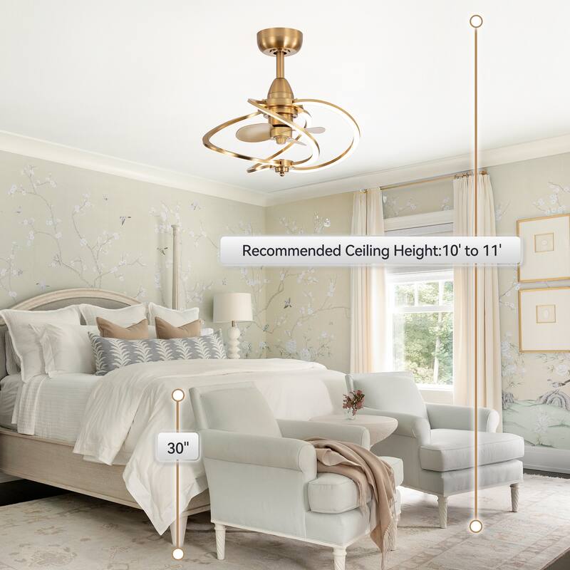 20" Modern 3-Blade Dimmable LED Ceiling Fan with Light Kit and Remote