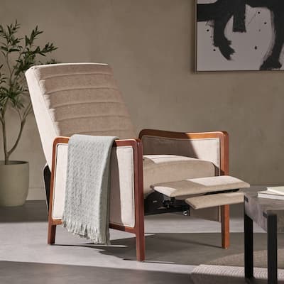 Mid‑Century Modern Push‑Back Recliner Chair with Channel Stitching