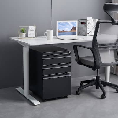 3-Drawer Mobile File Cabinet with Lock, Steel