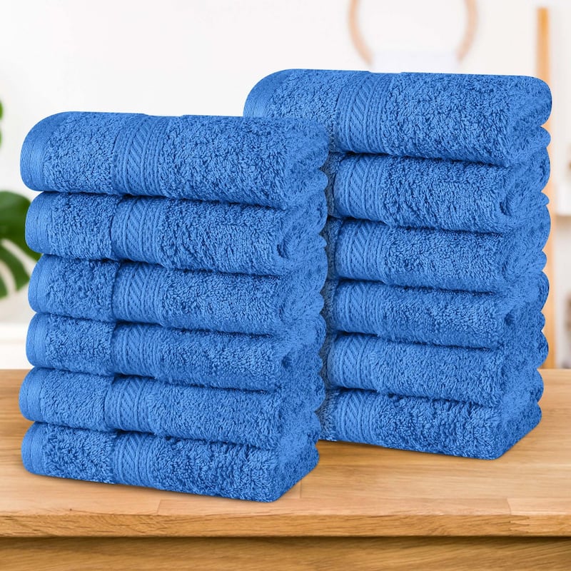 Superior Atlas Cotton Plush Heavyweight Face Towel Washcloth Set of 12