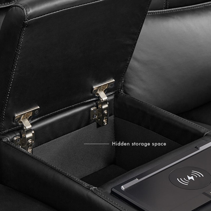 6PCS, 2 Power Recliners, Faux Leather Sectional with Adjustable Headrests, Dodble Width Seat, Wireless Charging and Reading Lamp