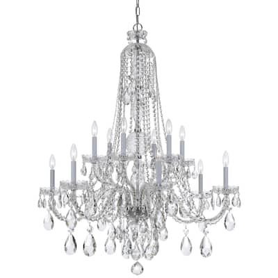 Traditional Crystal 12 Light Spectra Crystal Chrome Chandelier - 37.5'' W x 48'' H