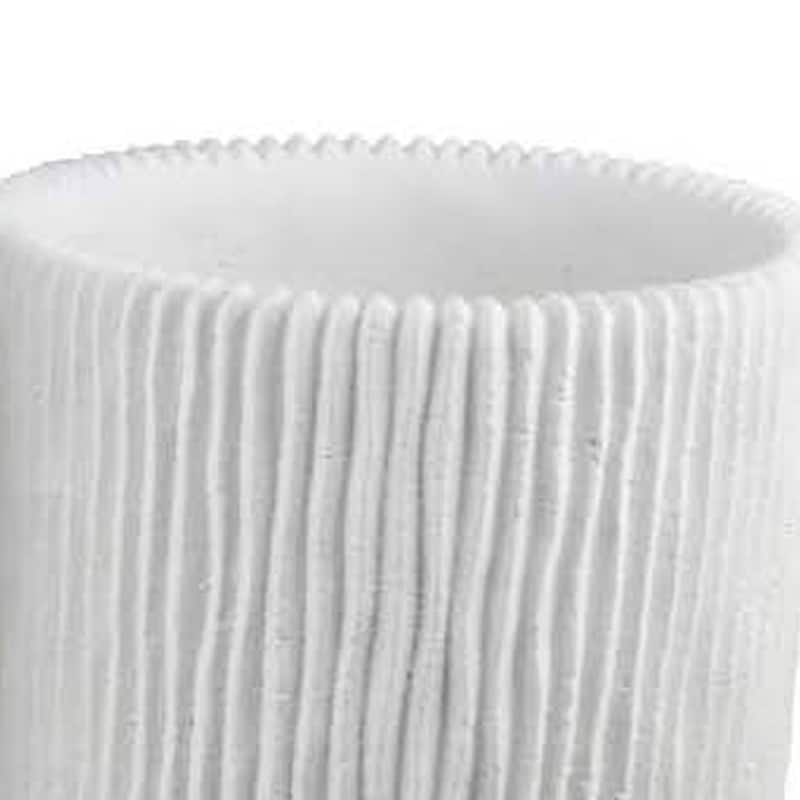 Zeri 3pc Planter Set, Ribbed Grooved White Terracotta, 8,10,12 Inch