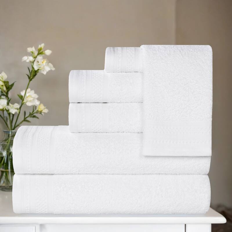 Blue Nile Mills 100% Cotton Honeycomb Waffle 6-Piece Towel Set - White