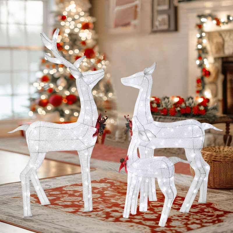 VEIKOUS 4.5 ft. 3D LED Reindeer Family Christmas Holiday Yard Decoration