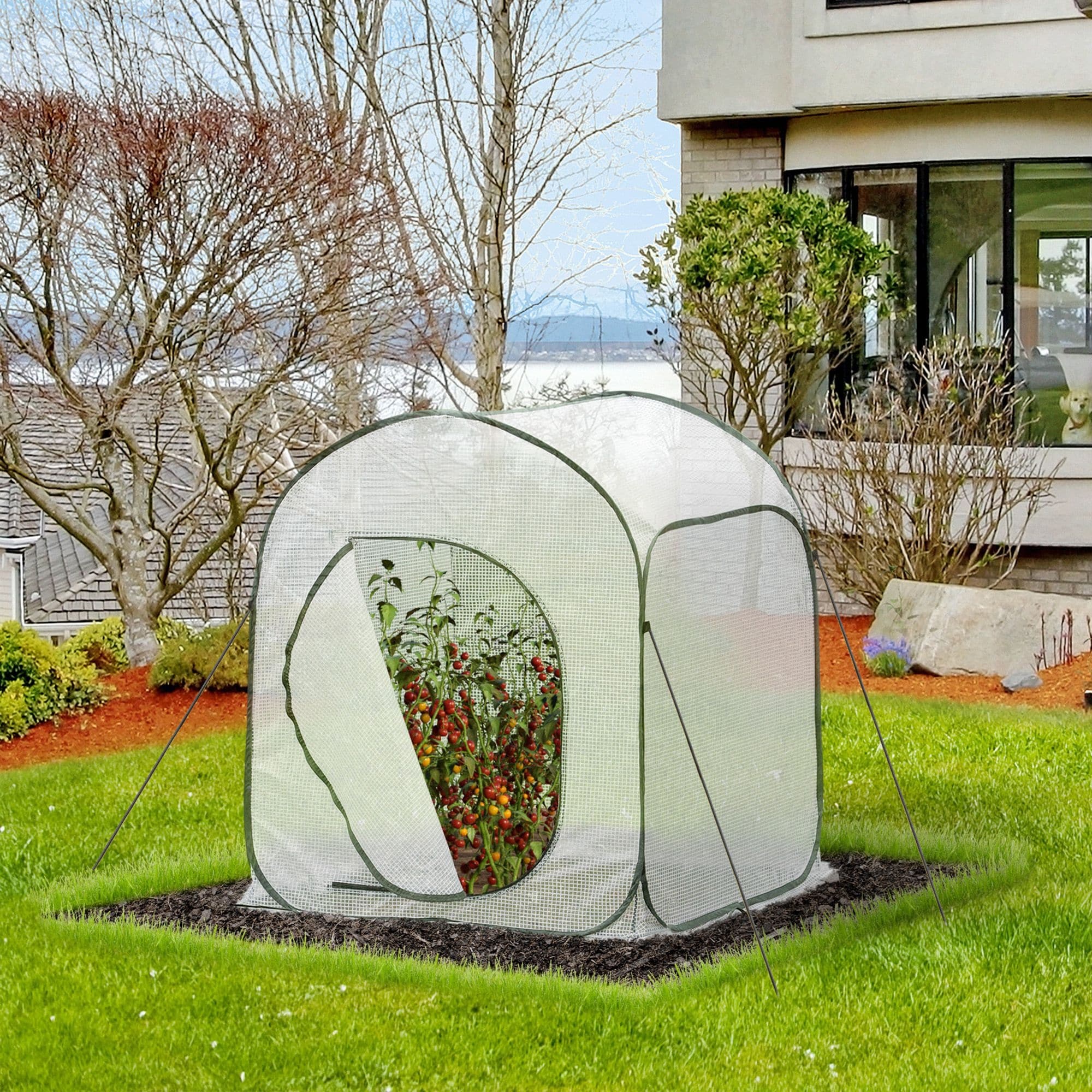 Mini Pop Up Greenhouse Outside Inside Plant Cover Green House Plants Patio 