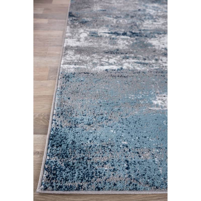 World Rug Gallery Distressed Abstract Watercolor Area Rug