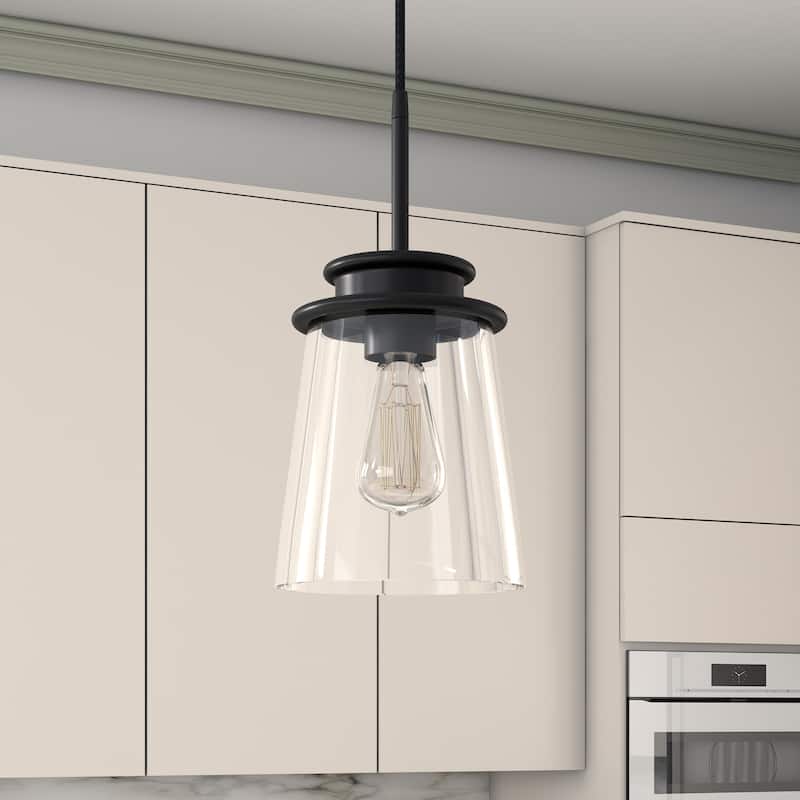 Elwood Pendant - Blackened Bronze and Clear Glass