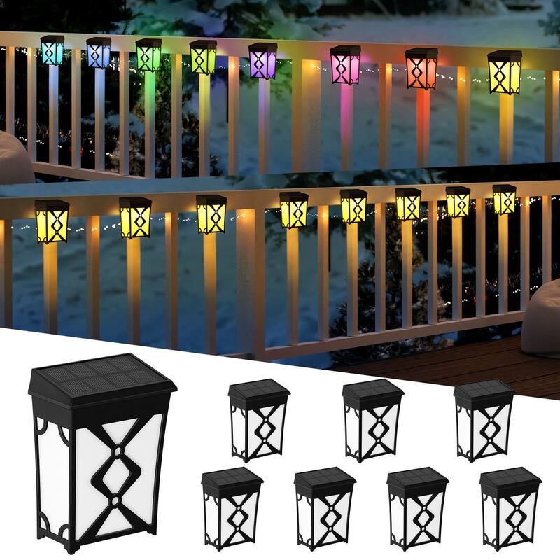 2 Modes LED Solar Fence Lights Waterproof,8 Pack - B